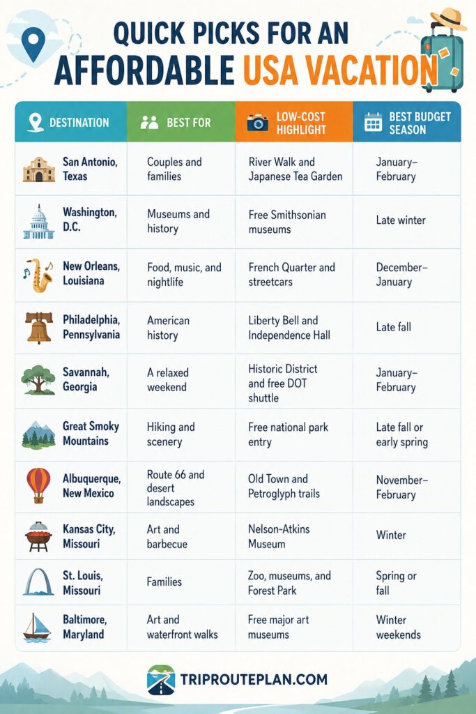 Affordable USA Vacation Picks — cheap places to travel in USA 10 Cheap Places to Travel in USA for an Affordable Vacation