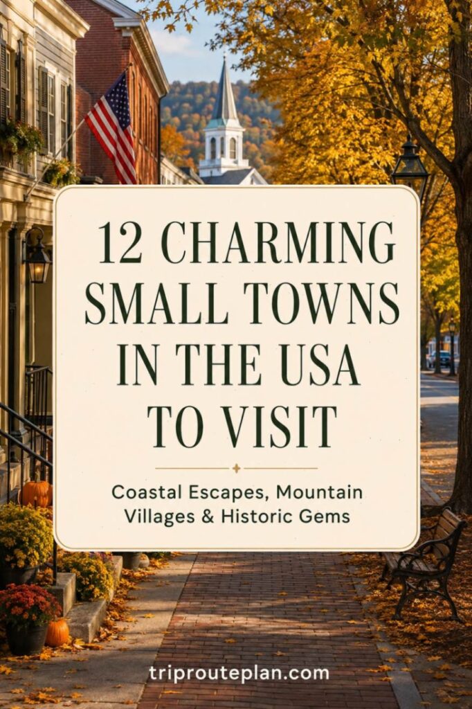 Charming Small Towns in the USA Charming small towns in the USA with autumn leaves and historic architecture.