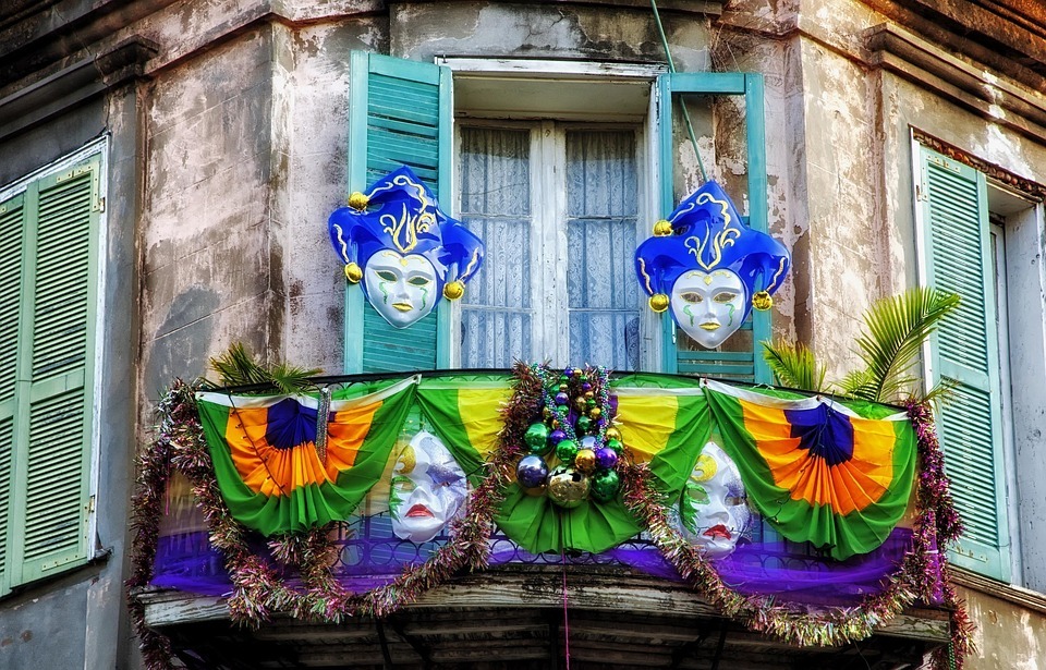 Mardi Gras Decorations in New Orleans — cheap places to travel in USA Colorful Mardi Gras decorations in New Orleans, Louisiana — cheap places to travel in USA