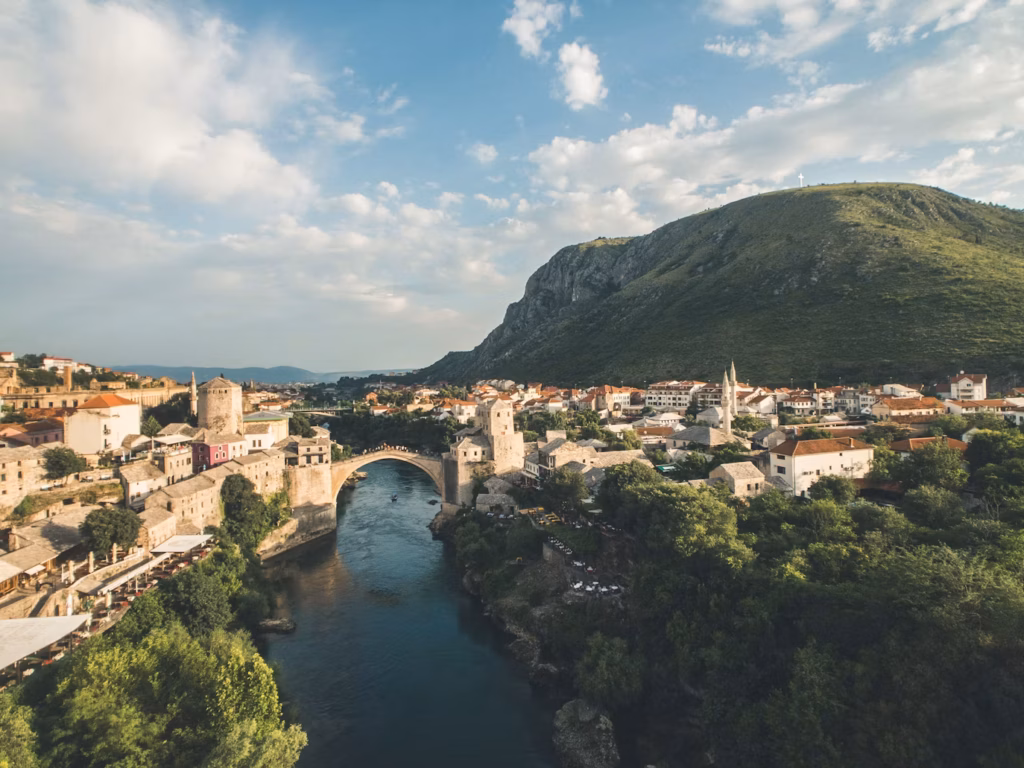 Mostar, Bosnia and Herzegovina — underrated countries to visit Stunning view of Mostar, Bosnia and Herzegovina with its iconic bridge and surrounding — underrated countries to visit