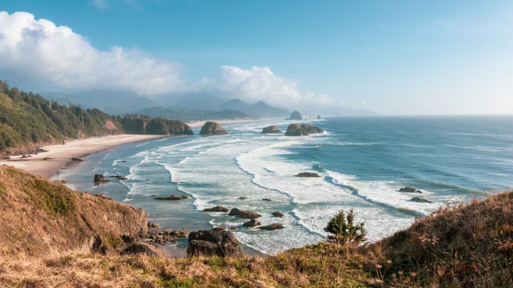 Oregon Coast View — Places to Visit in the Western USA Oregon Coast with waves and rocky shoreline — Places to Visit in the Western USA