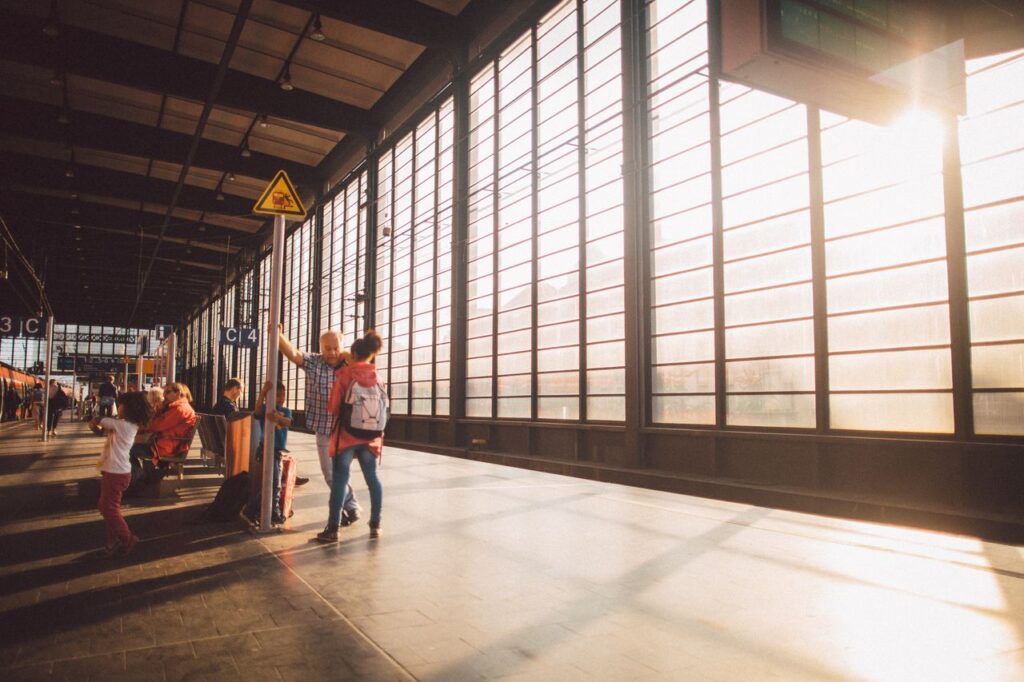 Travel Tips with Kids Travel tips with kids at an airport transit area