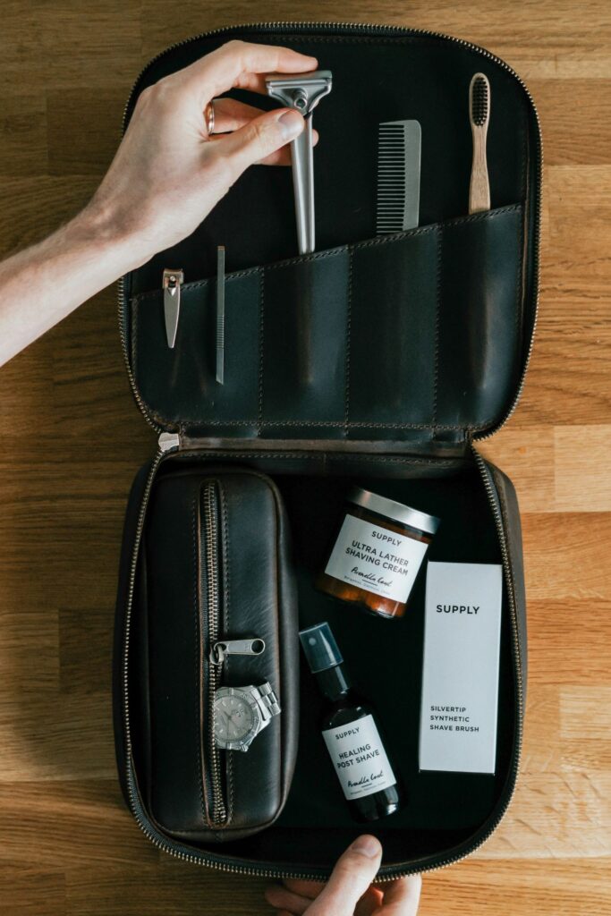 Compact Toiletries for Travel — carry-on packing essentials Compact toiletries kit with grooming essentials for travel. — carry-on packing essentials
